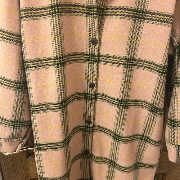 Wild Fable Pink Plaid Long Button-Up Jacket Shacket Size Medium NWT - Picture 2 of 9